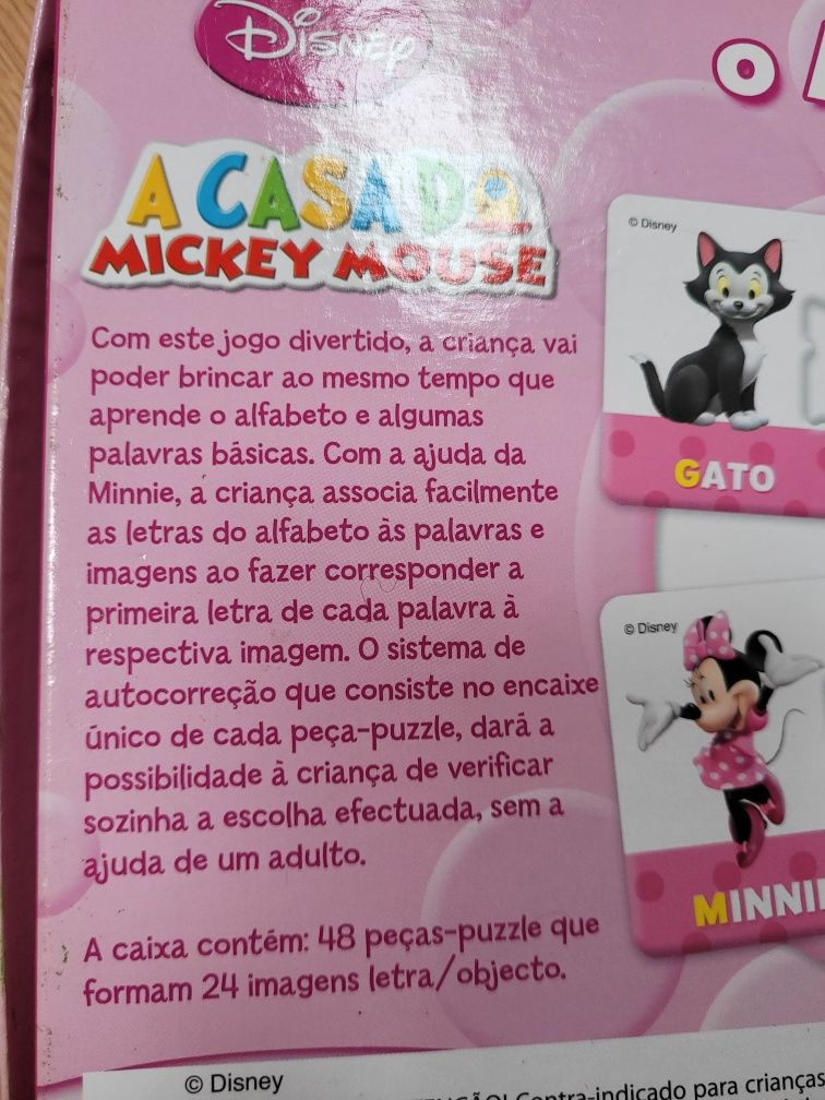 Jogo puzzle Minnie alfabeto