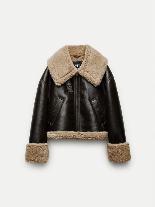 Куртка дублянка коричнева шоколадна зара zara