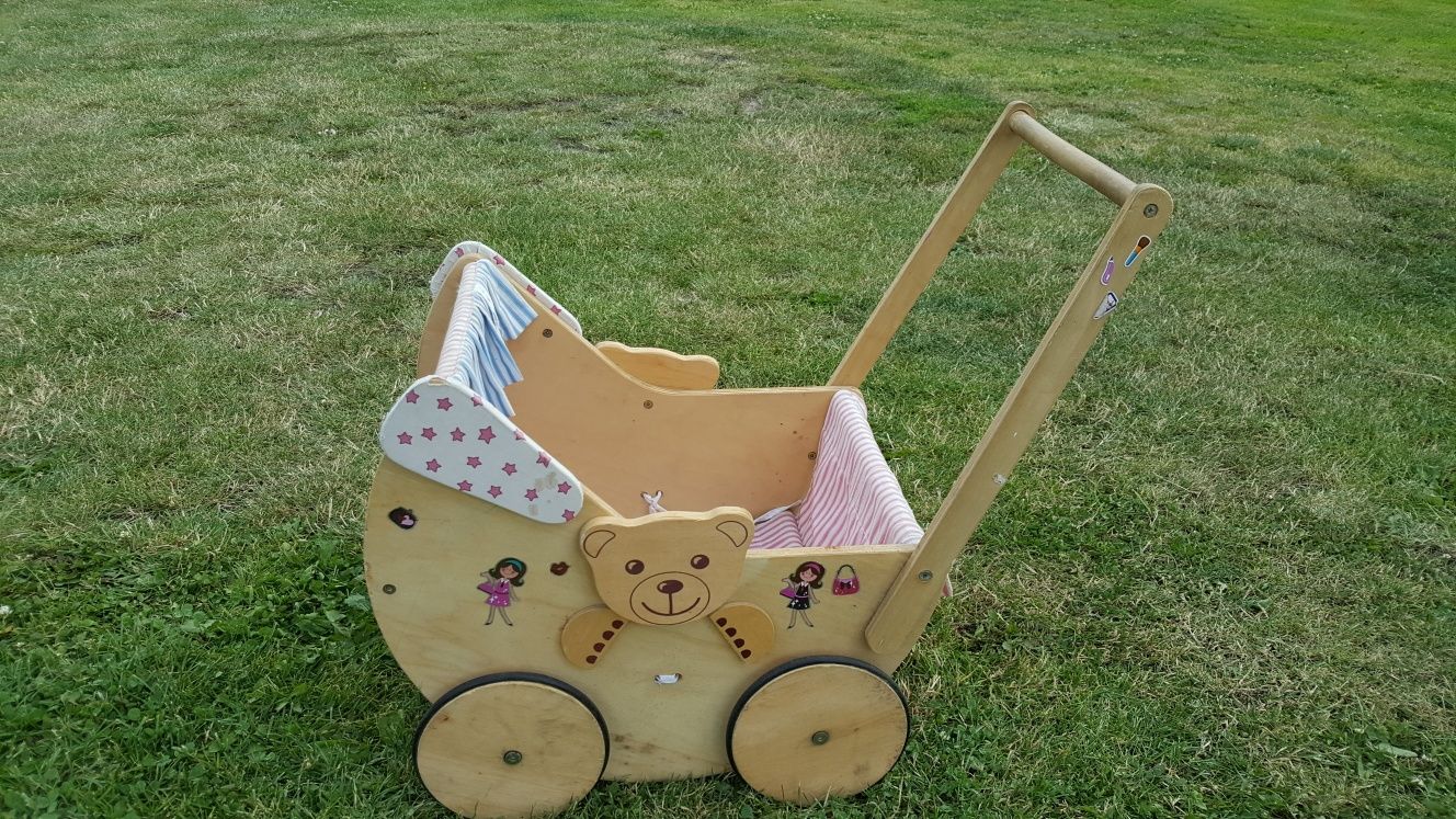 Drewniany wózek / wózeczek dla lalek / lalki