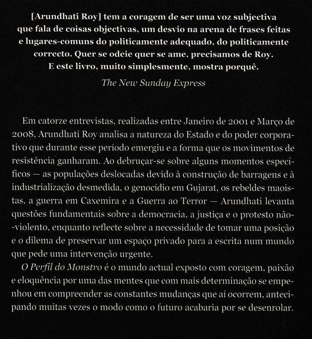 Livro O Perfil do Monstro de Arundhati Roy [Portes Grátis]