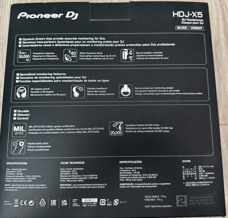 Pioneer DJ HDJ-X5 Silver – Profesjonalne słuchawki