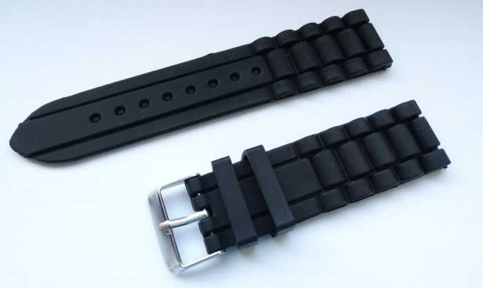 Pasek do zegarka 22mm silikonowy gumowy czarny wodoodporny