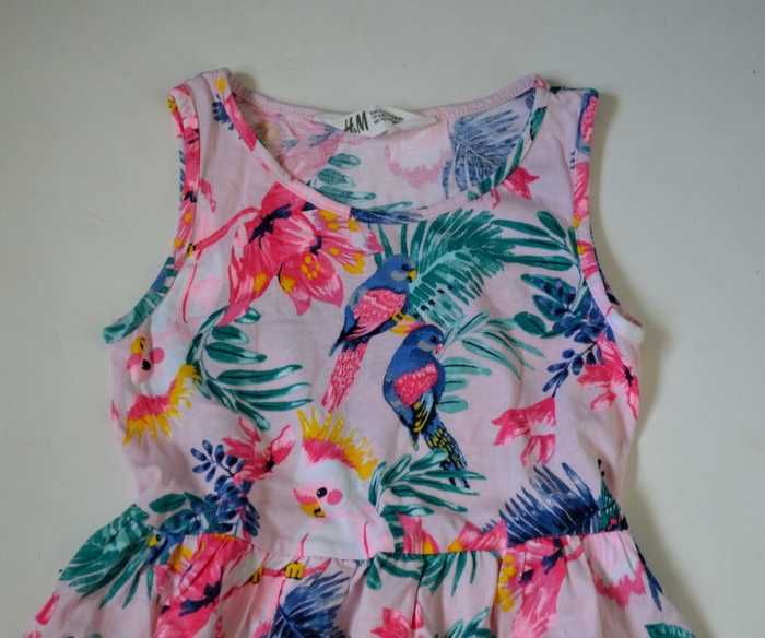 T9 H&M Sukienka Motyle 4-6lat 122-128cm Papugi NOWA