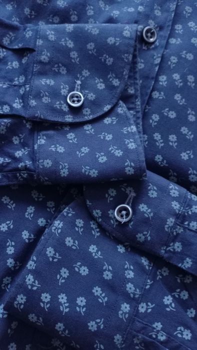 włoska granatowa wzorzysta męska koszula FB slim fit
