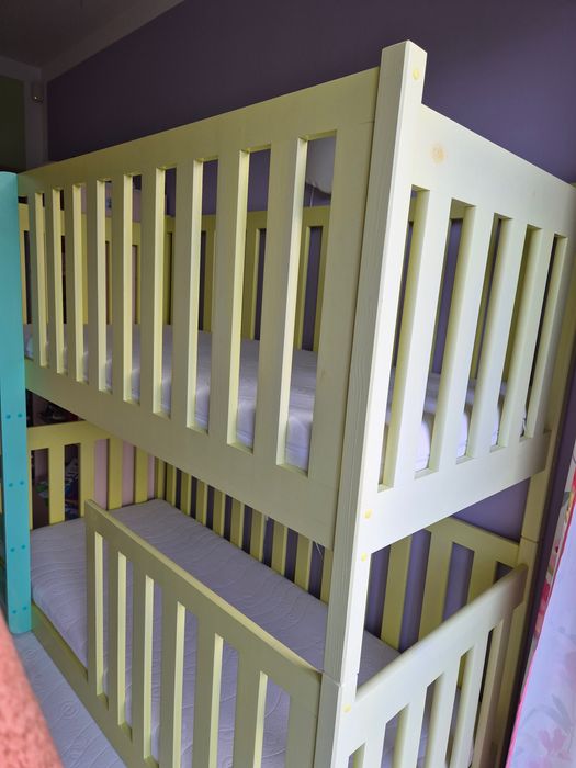 Łóżko piętrowe z dostawką 70x170 - kolor limonka