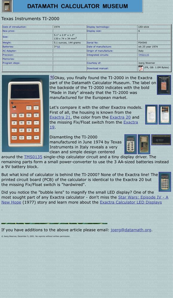 Texas Instruments TI-2000 vintage