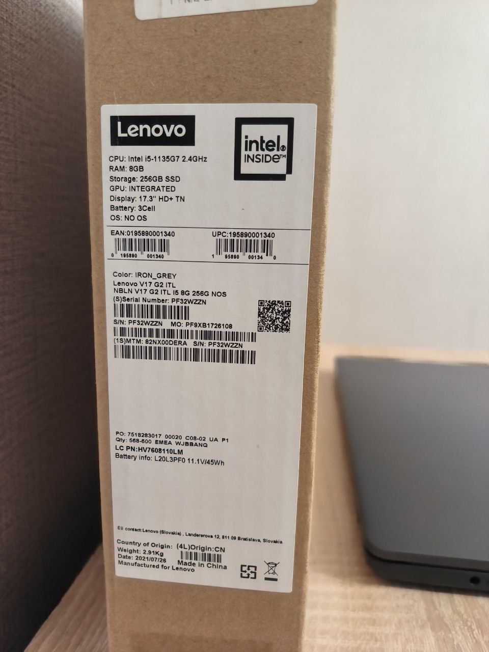Продам Ноутбук Lenovo V17 G2 ITL (82NX00DERA) Iron Grey