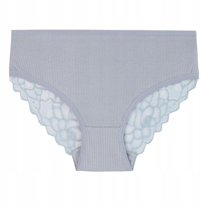 Figi Majtki Damskie Prążkowane Koronkowy Tył 3-Szt Kolorowe Moraj Xxl