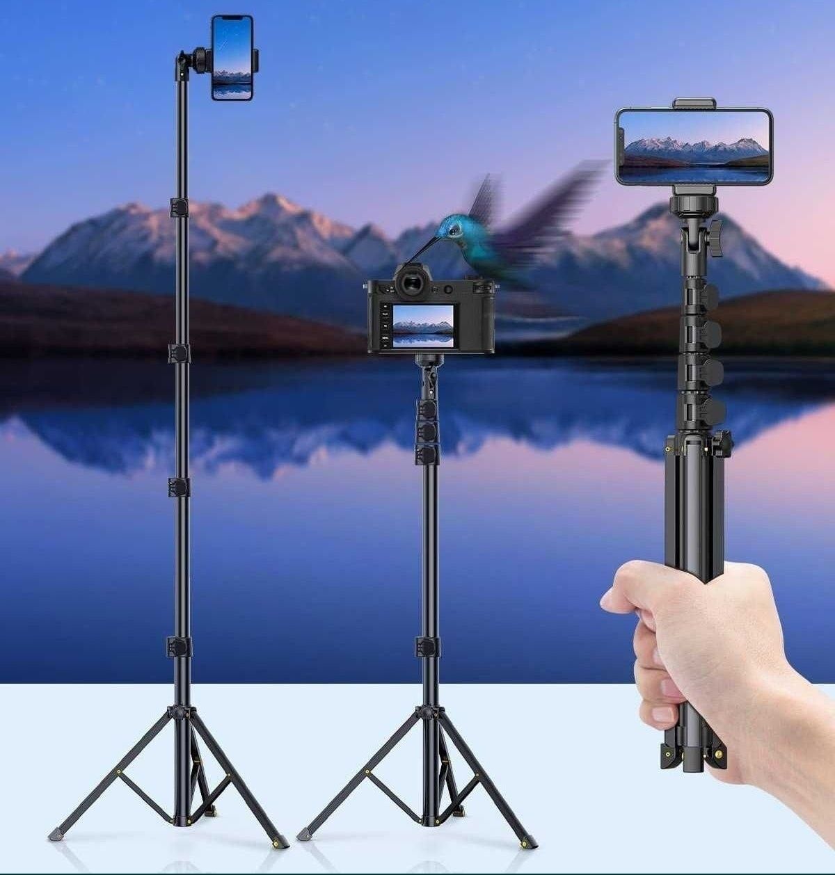 Statyw do telefonu, aparatu, kijek do selfie, tripod + pilot, 158 cm.