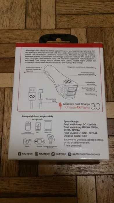 Szybkie ładowanie fast ładowarka samochodowa + kabel USB-C do telefonu