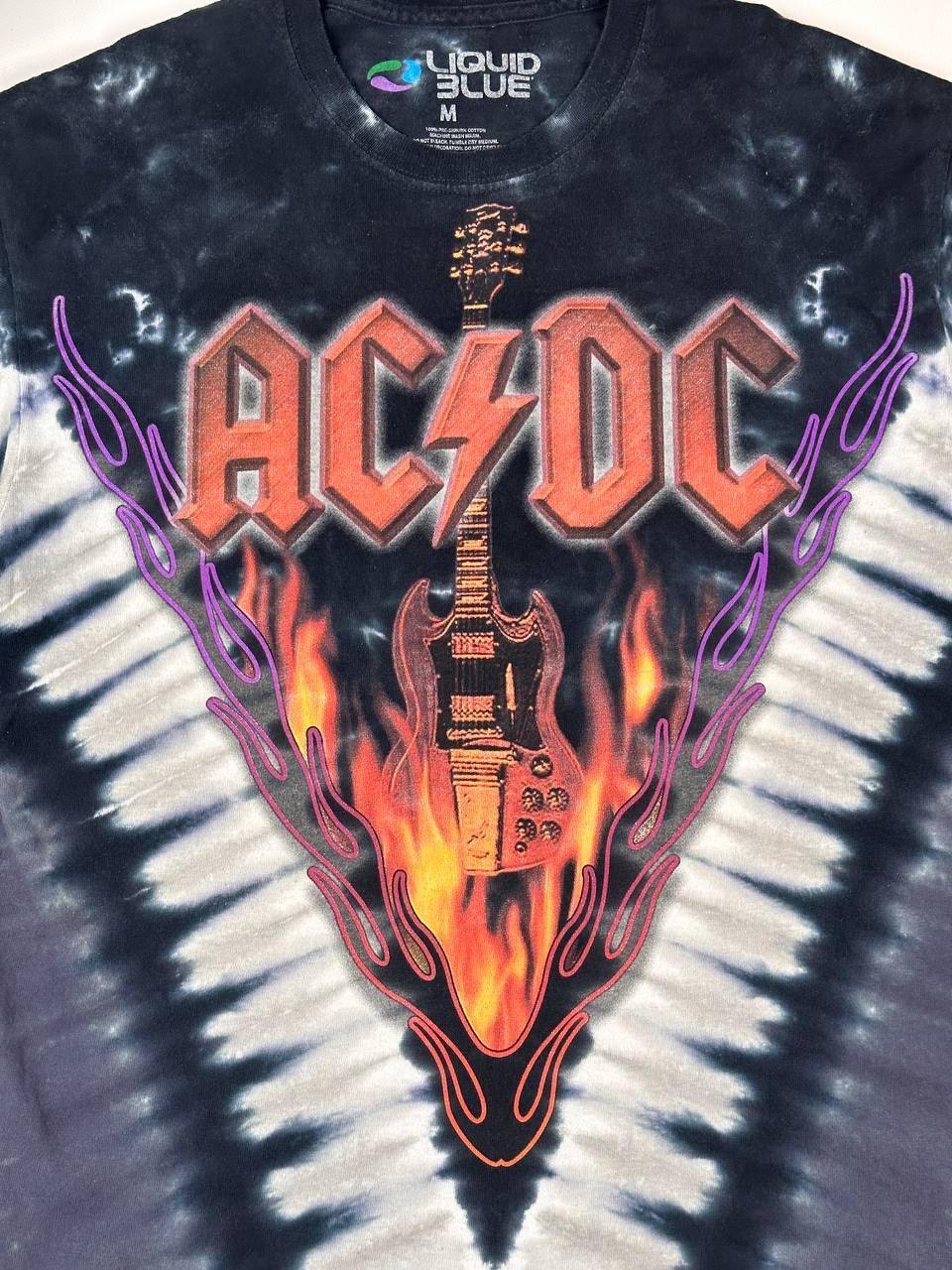 Футболка AC/DC Liquid Blue tie-dye мерч рок
