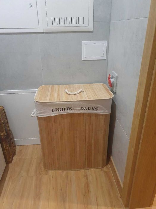 KOSZ NA PRANIE bambusowy z pokrywą kosz 100l