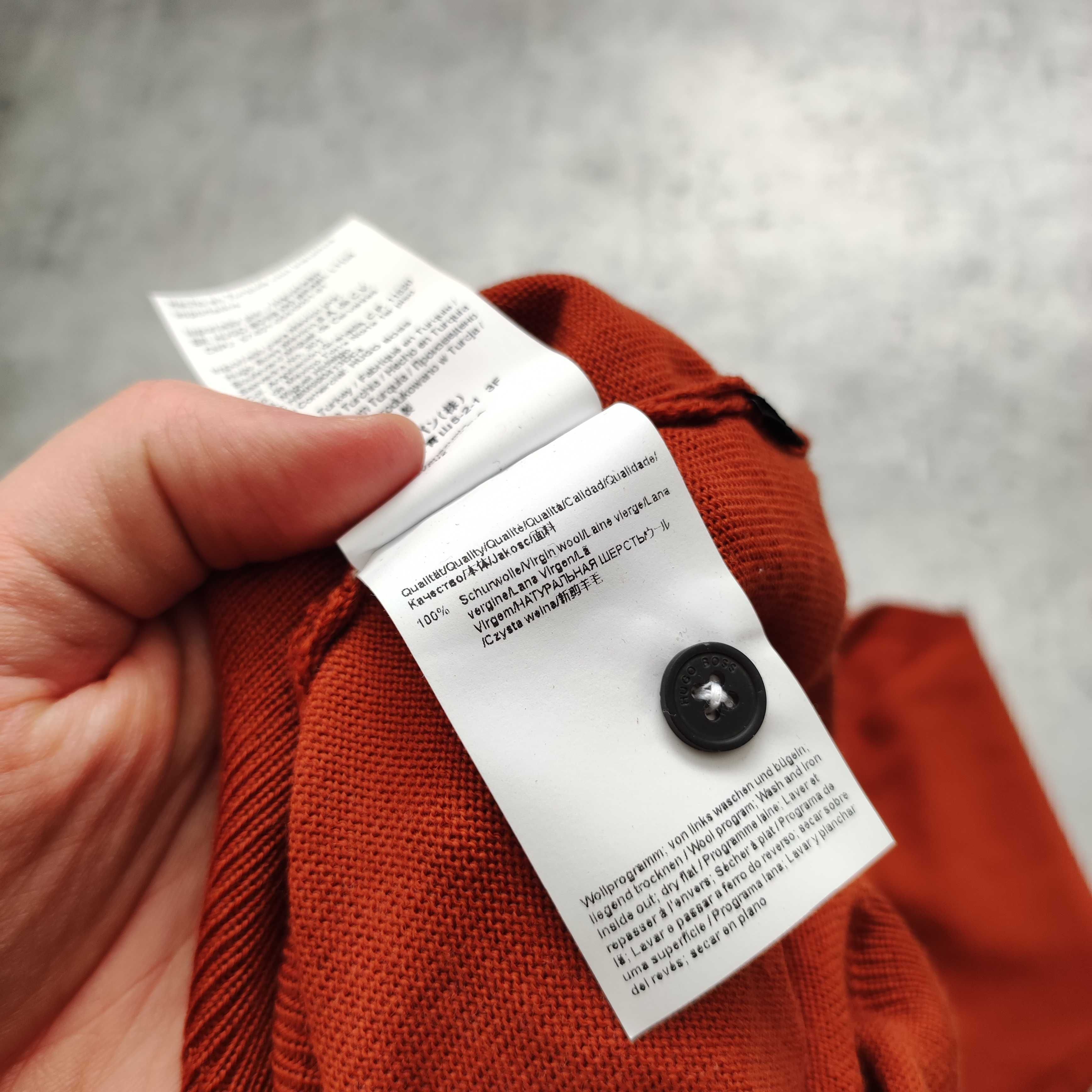 MĘSKI Elegancki Sweter Koszulka Polo Hugo Boss WEŁNA Premium Małe Logo
