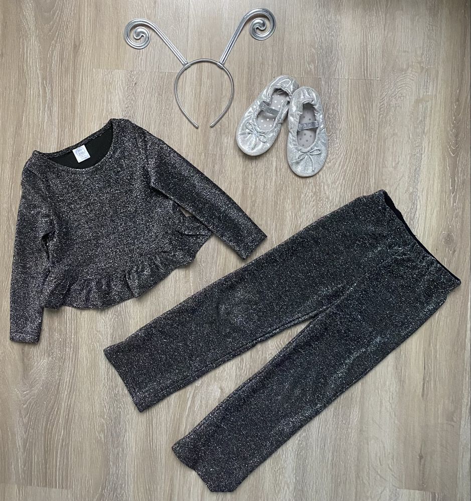 Komplet dla dziewczynki bal karnawał sylwester 110 4-5 lat i butki h&m