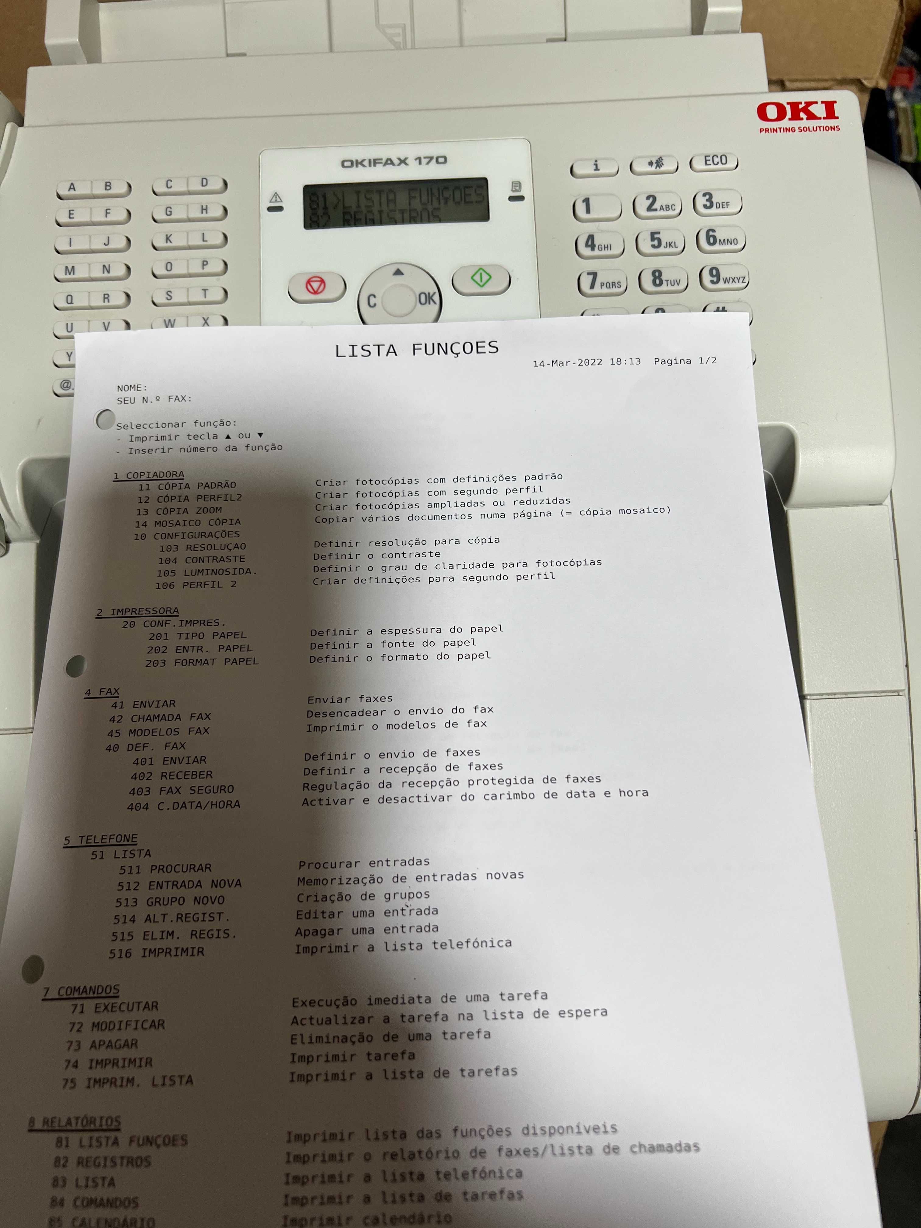 Fax OKIFAX 170  a toner com 21000 cópias