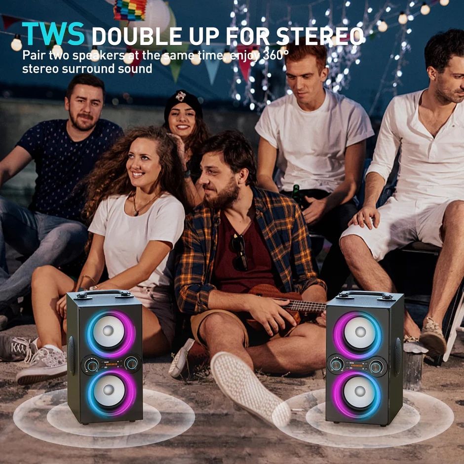 Głośnik Przenośny i mocny głośnik Bluetooth, 80 W Bezprzewodowy