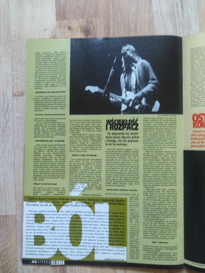 Stara Gazeta Tylko Rock min. Nirvana 1994 rok