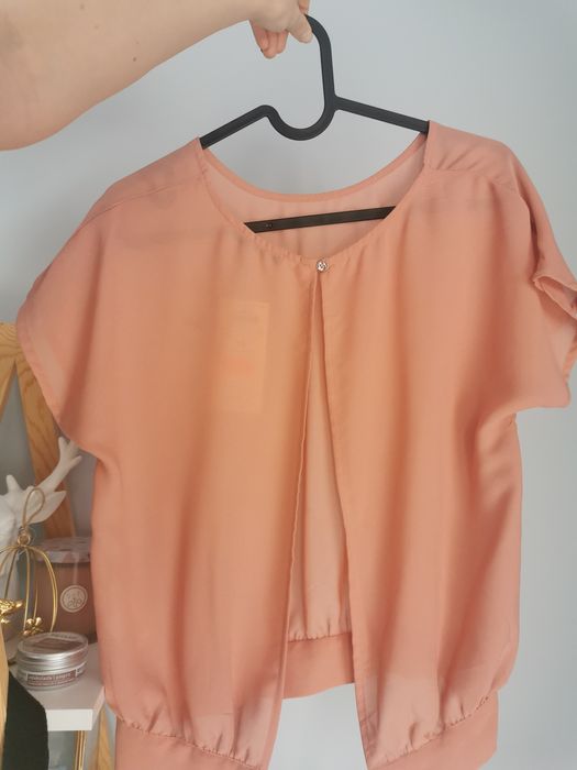 Bluzka wiązana Terranova XS brzoskwiniowa