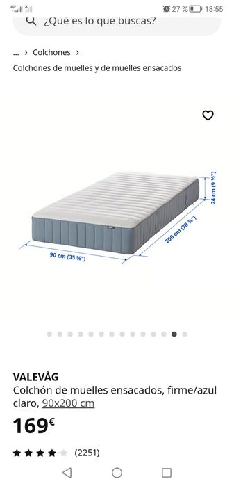 Vendo colchão ikea 200×90