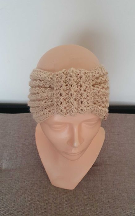 Beżowa damska opaska na głowę - Handmade, Rękodzieło