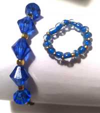 Zestaw biżuterii bransoletka i pierscionek niebieski