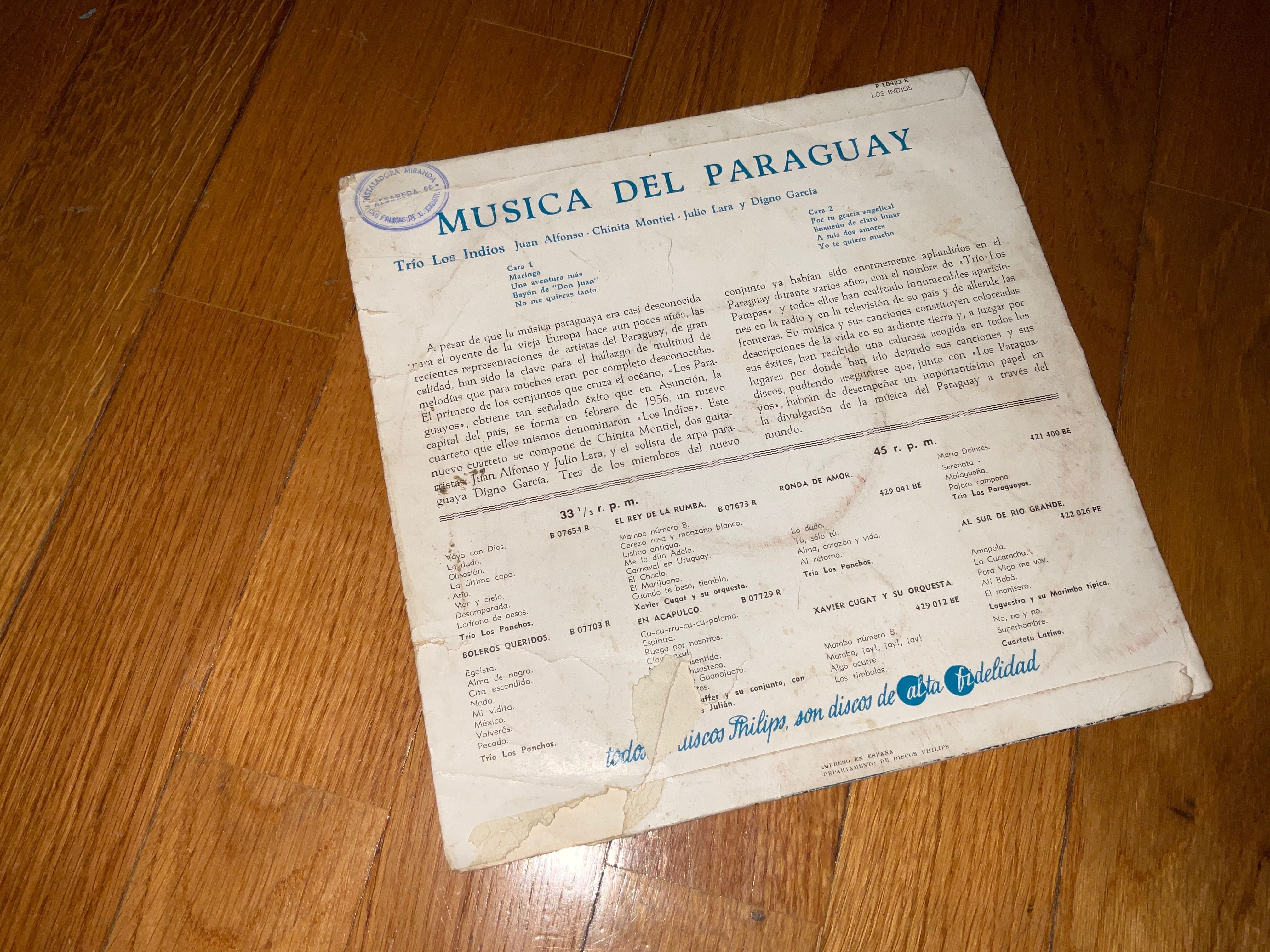 Lp Los Indios Musica del Paraguay