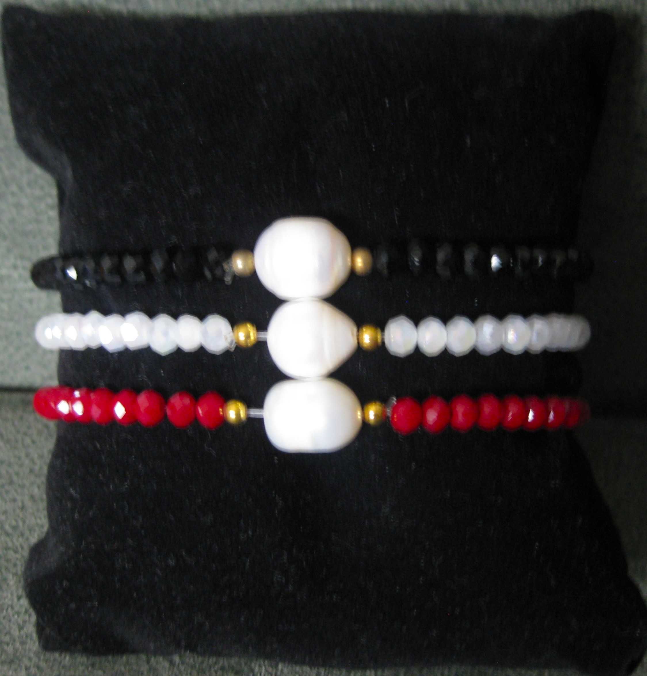 Pulseira Contas Vidro Facetadas e c/ Perola NOVAS - 2 diferentes SALDO