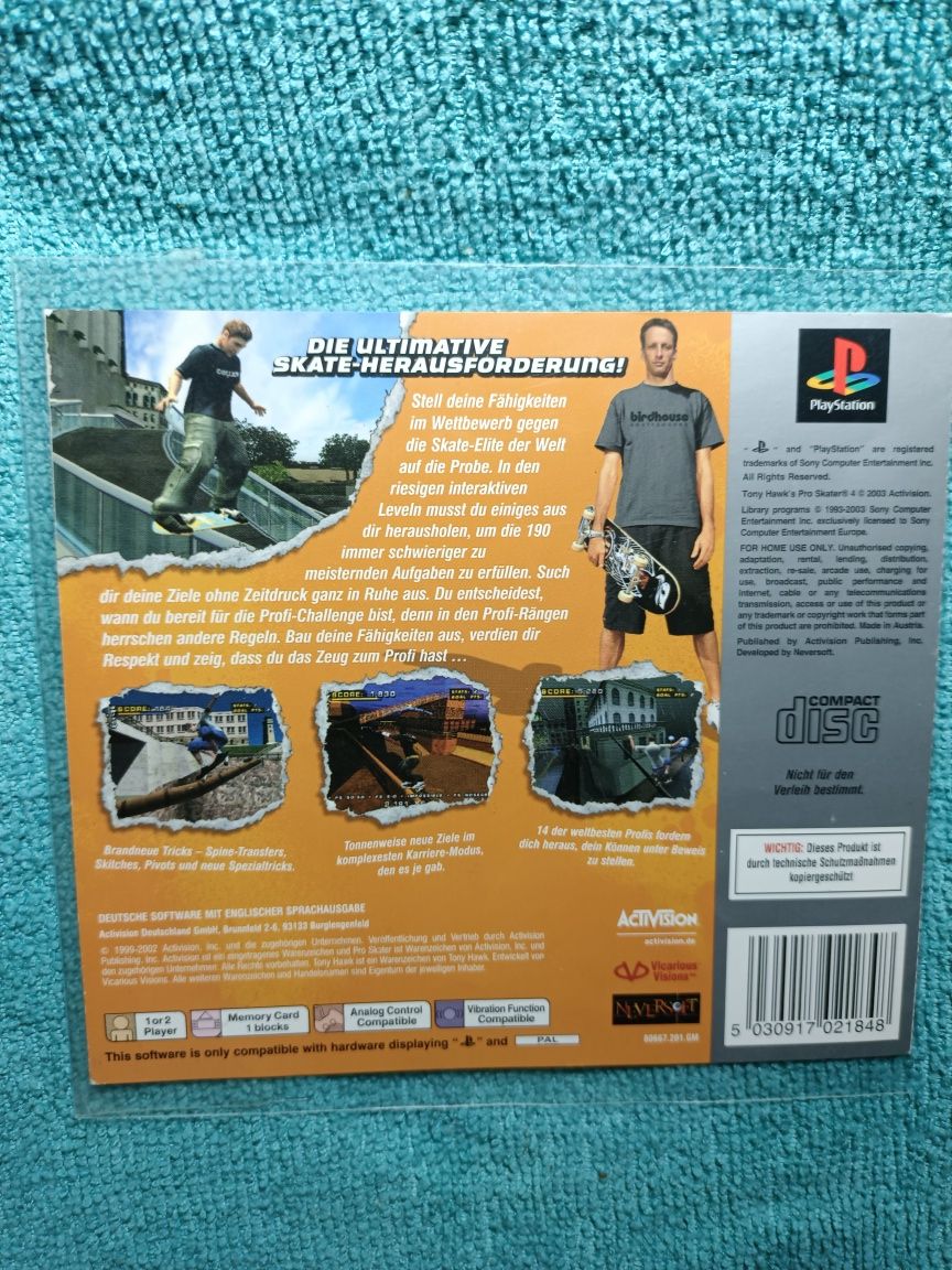 PlayStation 1 Tony Hawk's ProSkater 4 ps1 psx Okładka Tylnia