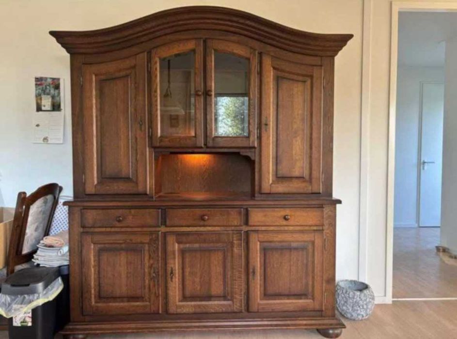 Piękny duży ciemny kredens drewniany dębowy masywny dąb FV DOWÓZ