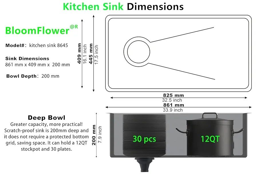 Zlew z nierdzewki 861x445x200 zlewozmywak czarny carbon