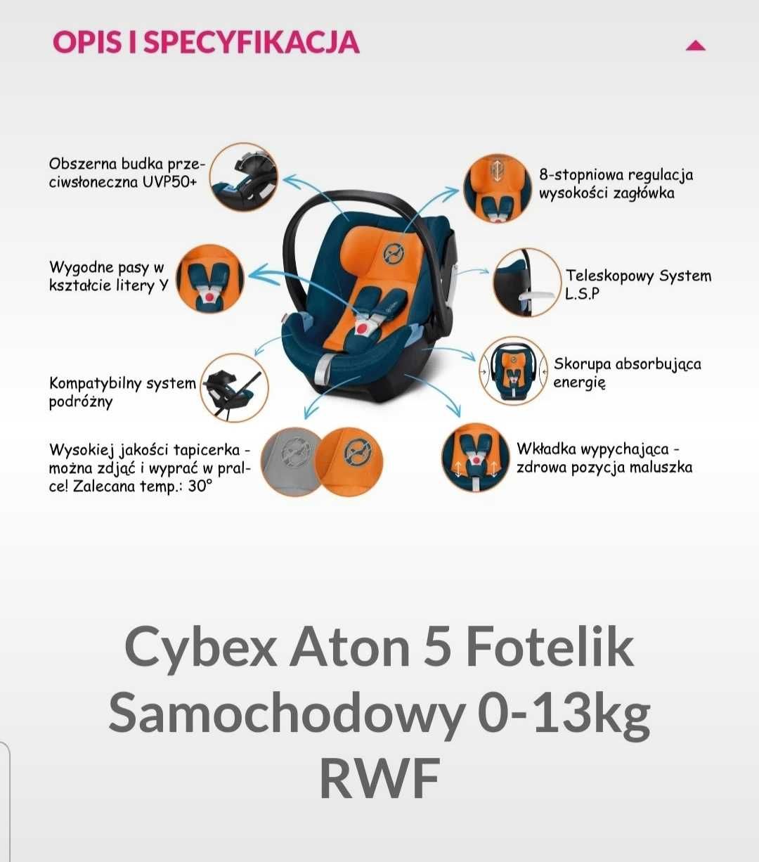 Fotelik samochodowy 0-13kg nosidełko Cybex Atom 5