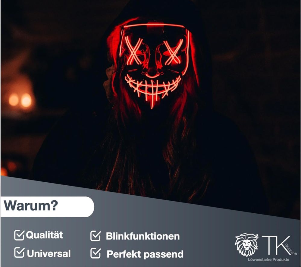 Maska LED Halloween, karnawal, imprezę - straszna