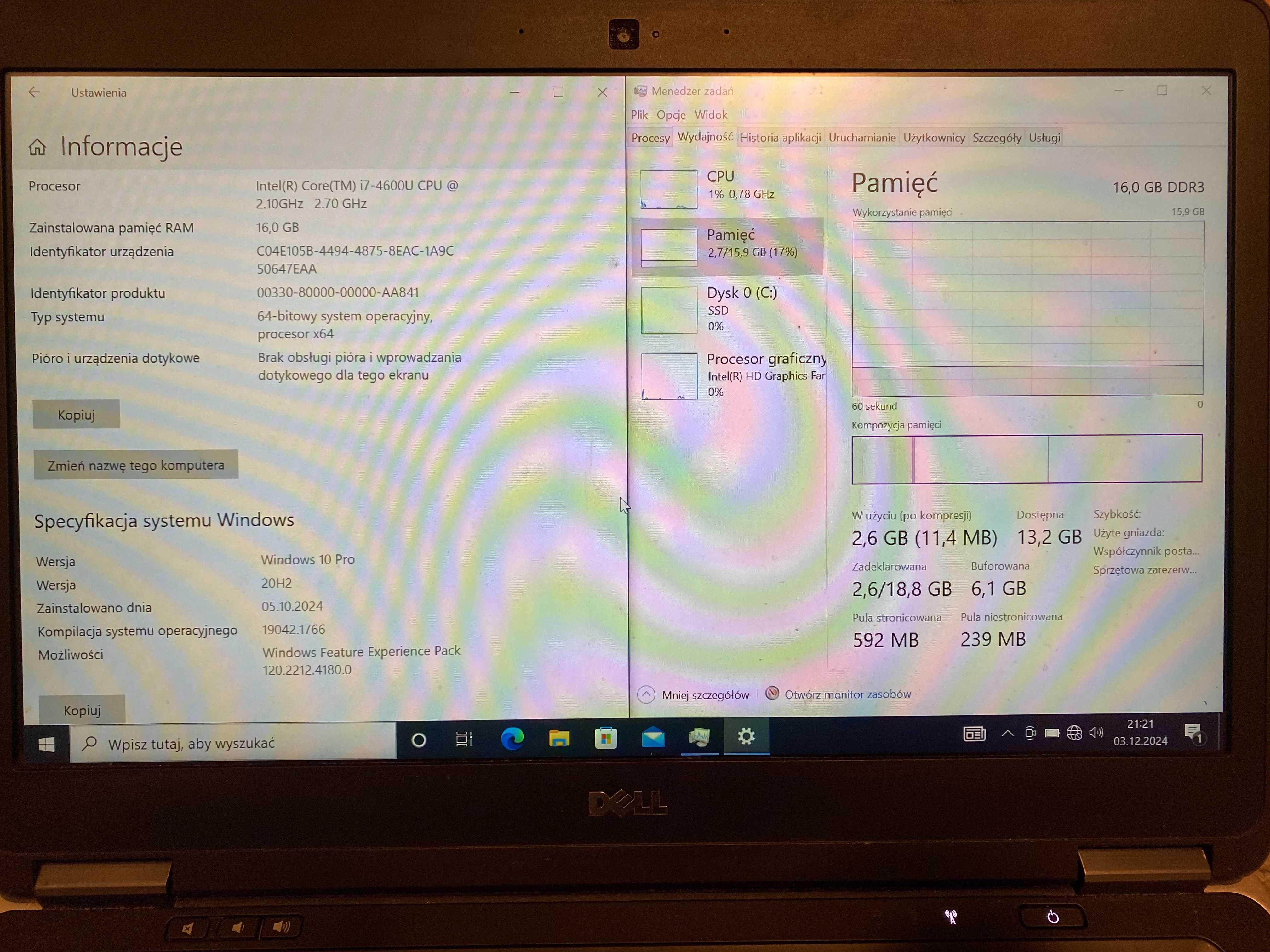 Laptop Dell Latitude E7440 i7-4600U 16gb RAM 256gb