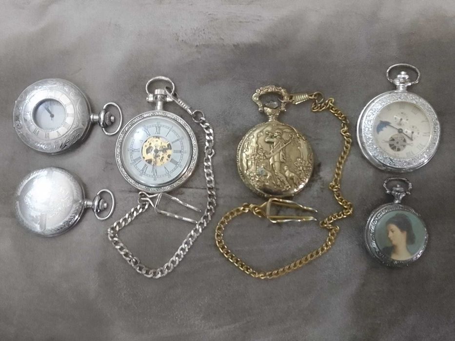 Bonita coleção de 6 relógios de bolso