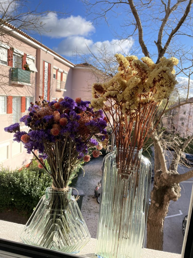 2 jarras de vidro decorativas ou para colocar flores