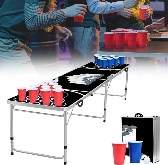 Beer Pong piwny pong stół składany regulowany zestaw kubków i piłeczek