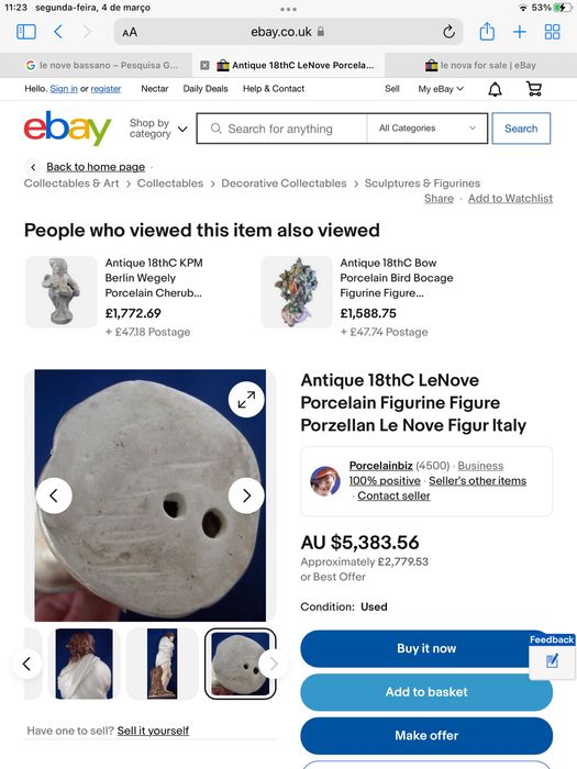 Cristo Le Nove Bassano Porcelana séc XVIII Itália 39 cm