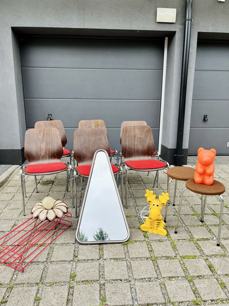 Komplet 6 pięknych krzeseł drewnianych vintage flototto