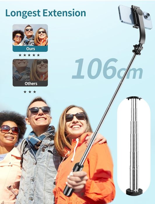 Selfie Stick, 41'' rozkładany statyw na telefon z uchwytem