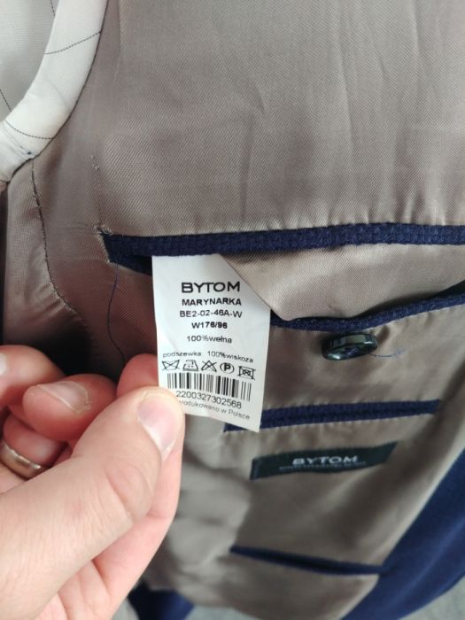 Marynarka elegancka wełniana męska Bytom 100 % wełna, granatowa