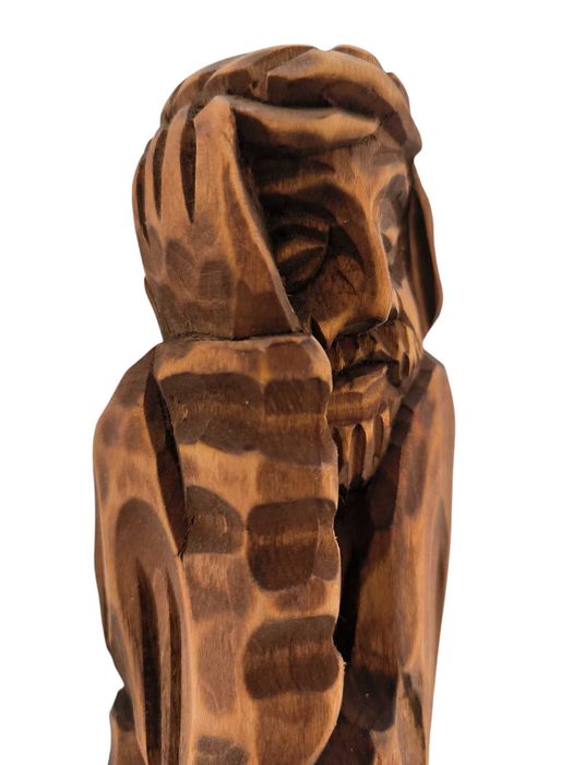 Rzeźba Jezus Chrystus Frasobliwy 20 cm Jasny Brąz Prawa Dłoń