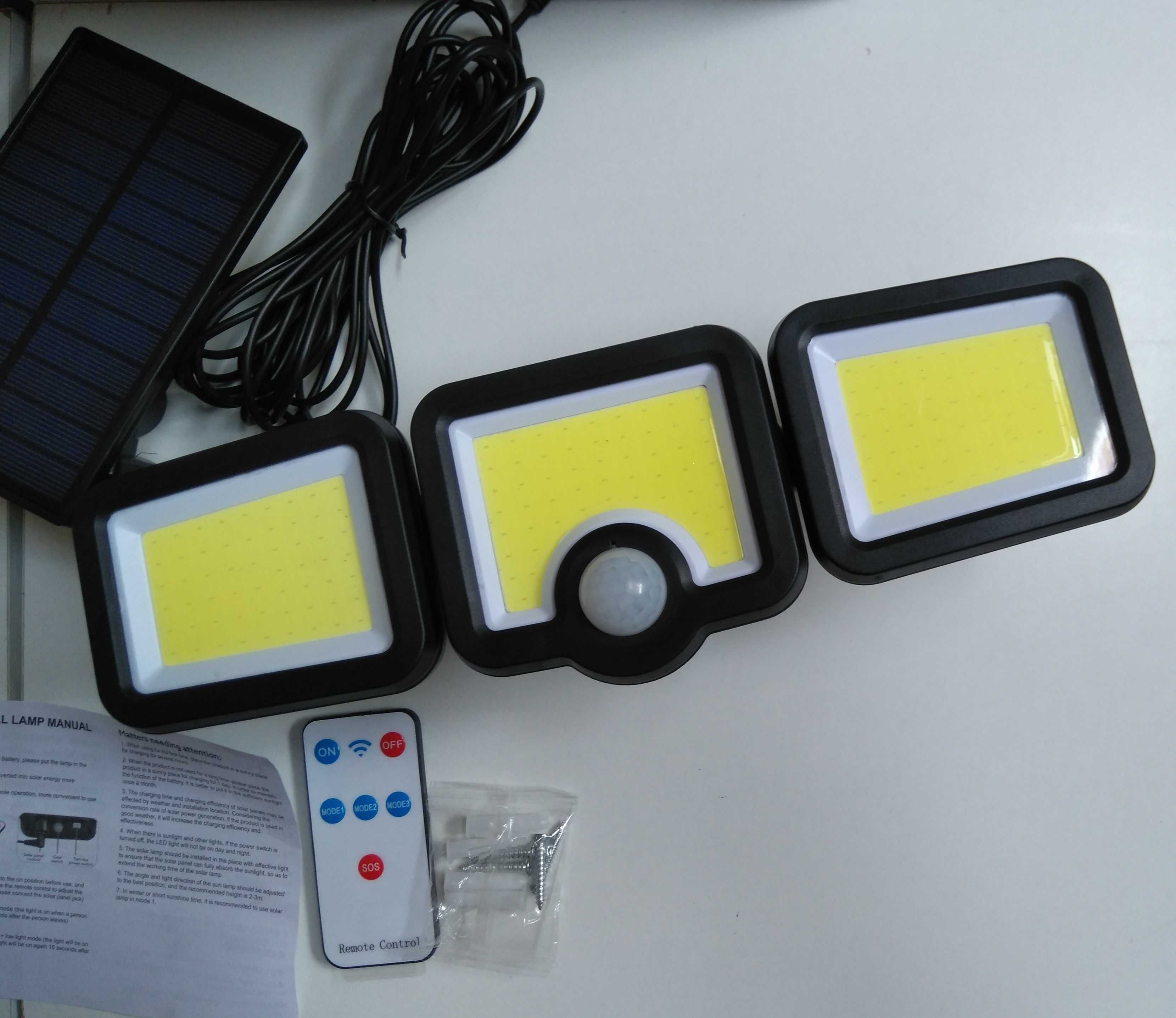 Candeeiro Led, painel solar, sensor de movimento.