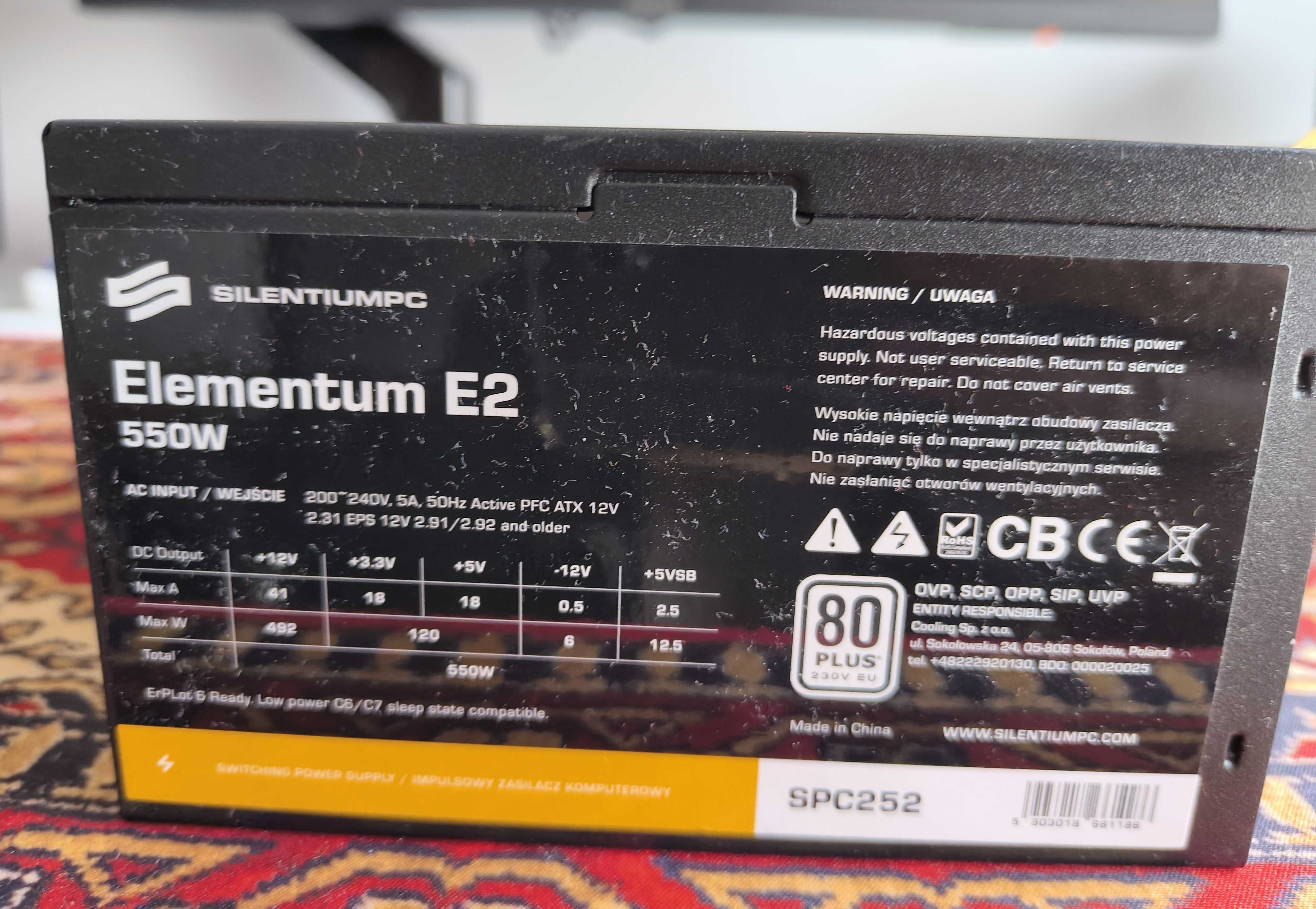 Zasilacz SilentiumPC Elementum E2 550W 80Plus EU