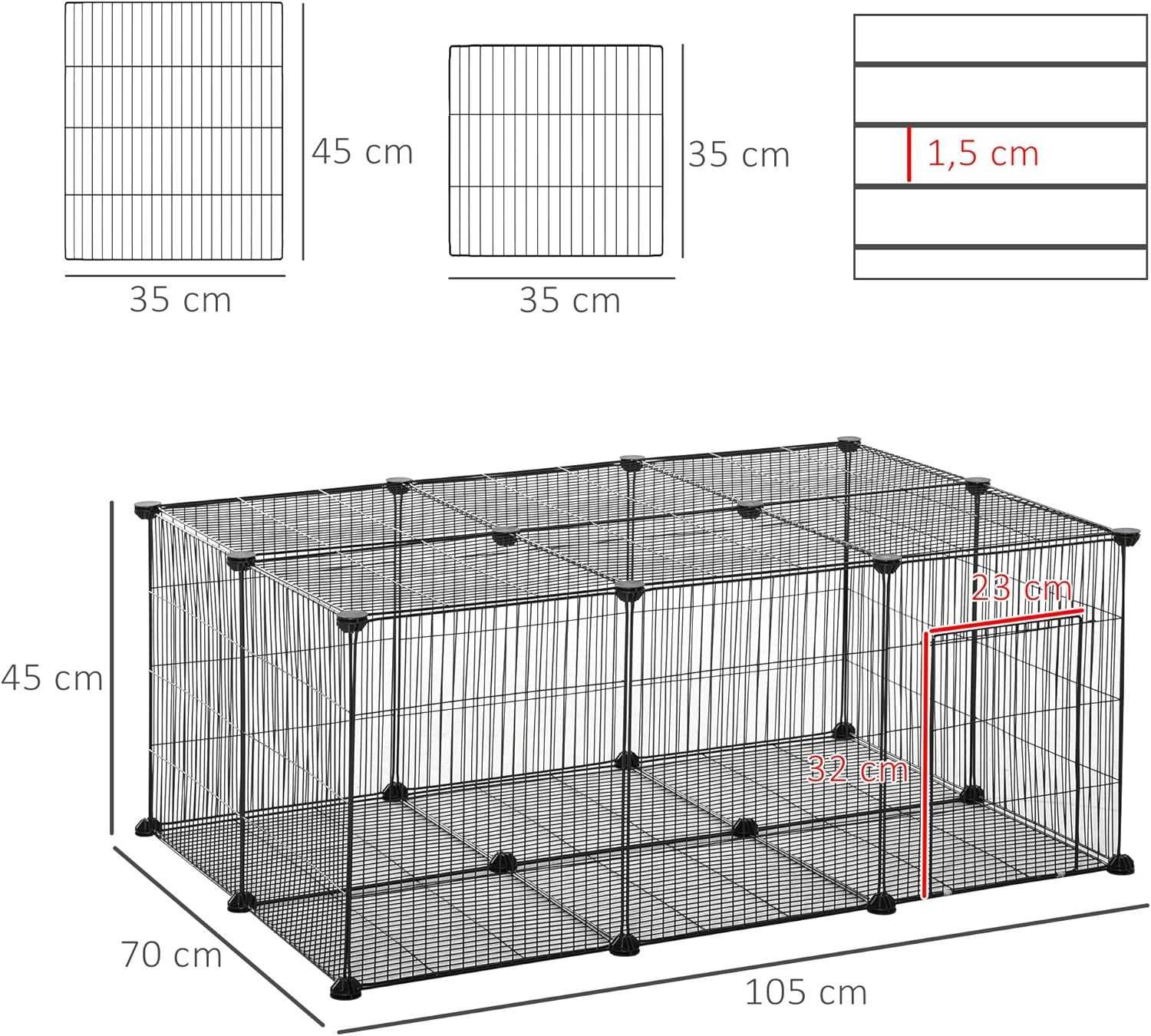 ENVIO GRÁTIS - Parque para animais de estimação, coelhos 105x70x45cm