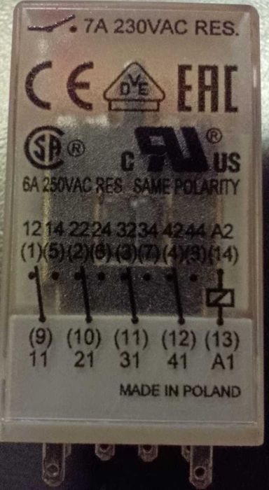 Реле промежуточное MY4 + колодка