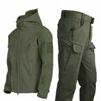 Komplet Softshell Bluza+Spodnie ocieplane 100% poliester OLIVE GREEN L