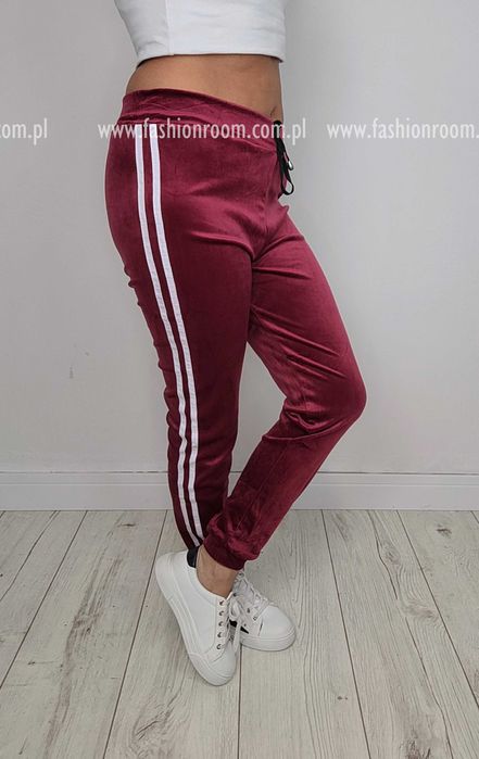 6 KOLORÓW S-XL SPODNIE dresowe WELUROWE dresy damskie TU S/M bordowy