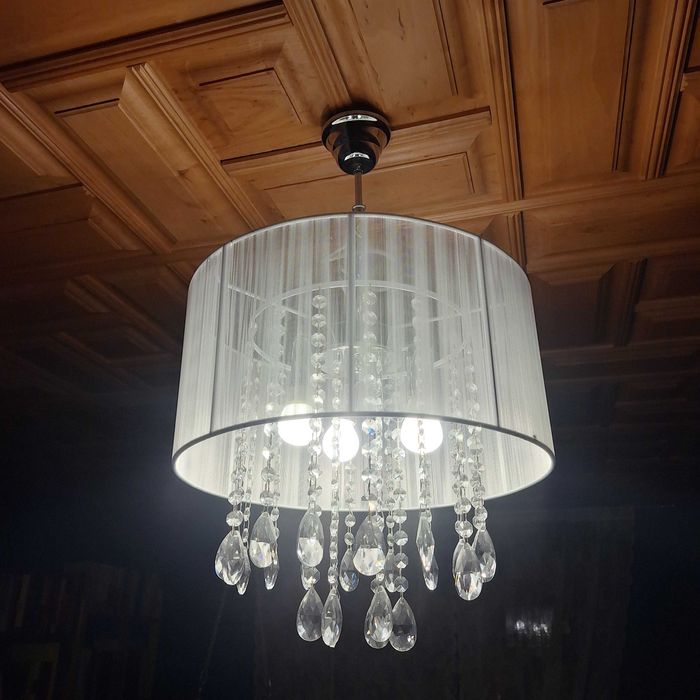 Lampa sufitowa, żyrandol + kinkiet z kryształkami oraz abażur plafon