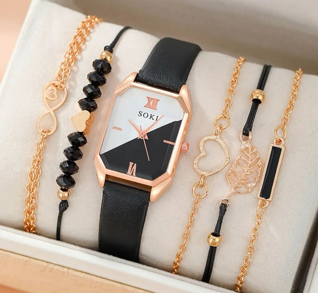 Zestaw na prezent dla kobiety zegarek damski i komplet bransoletek