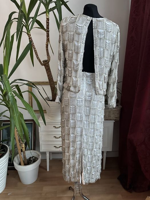 Sukienka cekinowa zestaw set bluzka spódnica midi asos luxe L 40 m 38